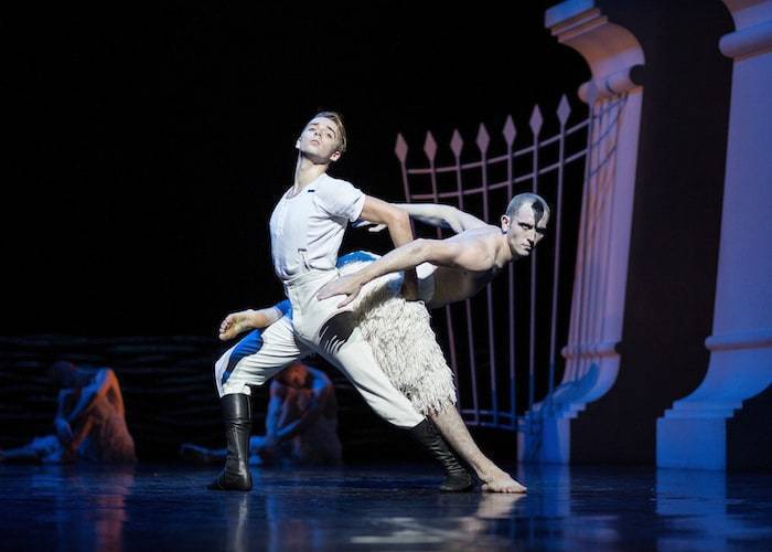 Liam Mower as The Prince and Chris Trenfield as The Swan in Matthew Bourne's Swan Lake