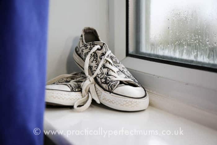 Chelsea Football Bedroom Makeover curtains and converse