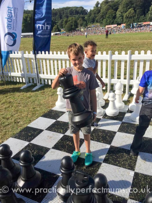 Giant chess in the members enclosure at Bristol Balloon Fiesta 2016