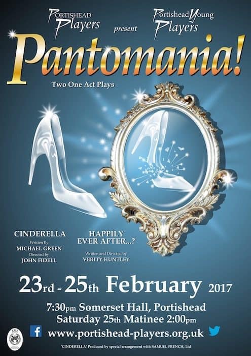 Pantomania poster, Portishead Players pantomimeChristmas in Portishead 2016