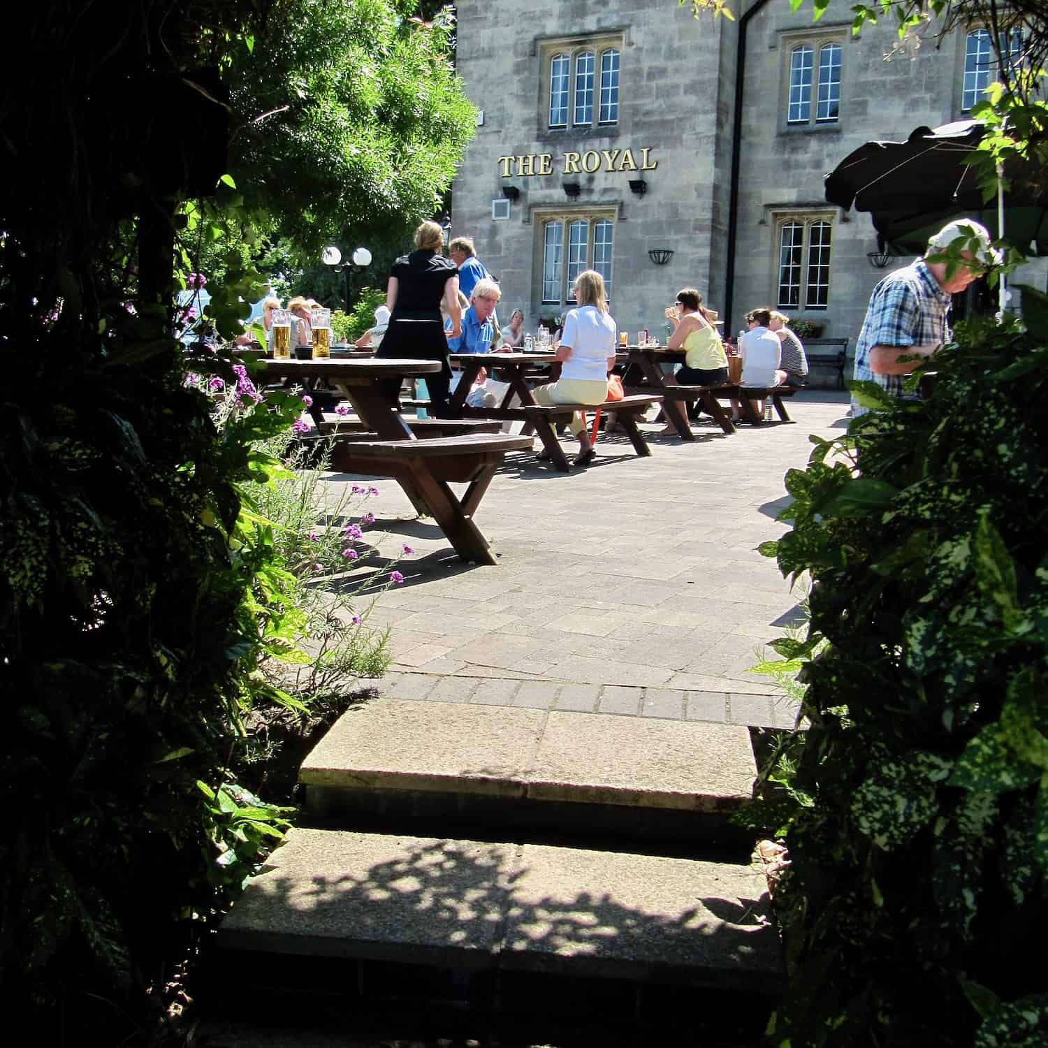 The Royal Inn Portishead beer garden on a sunny day