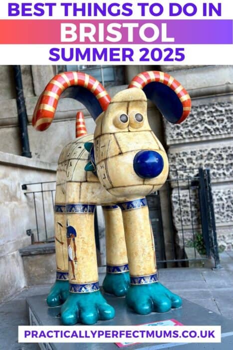 Text: "Best things to do in and near Bristol summer 2025" over image of red and white Gromit outide Bristol Museum - part of the new Gromit Unleashed 3 trail in Bristol this summer