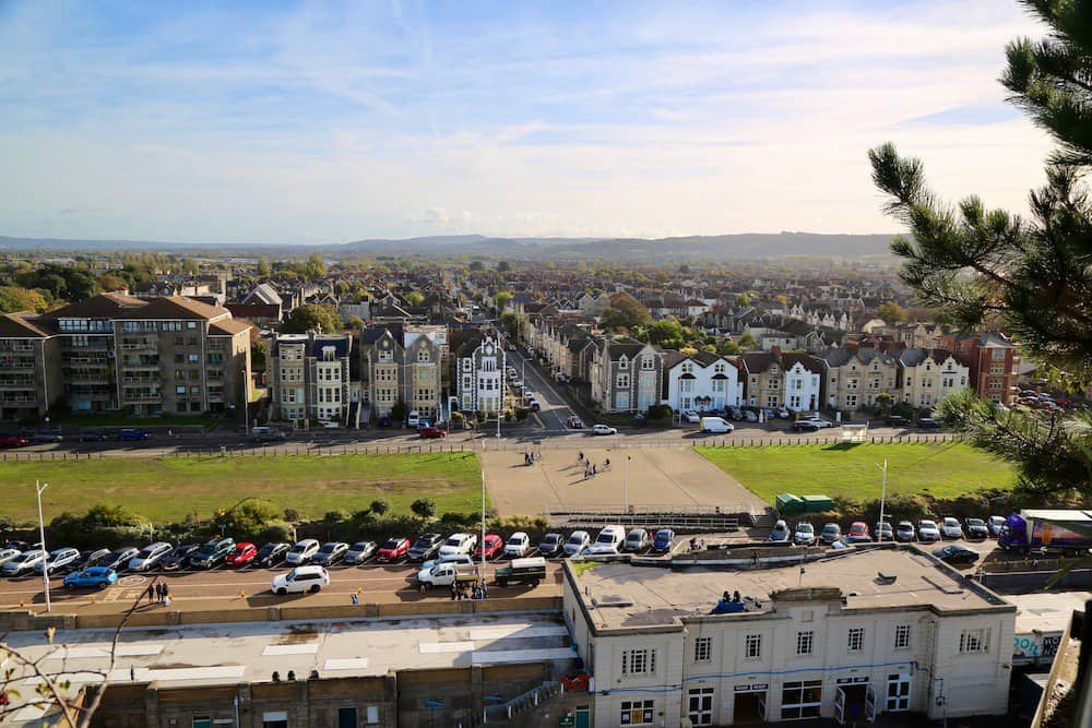 View over Weston-super-Mare town from See Monster's HeliDeck