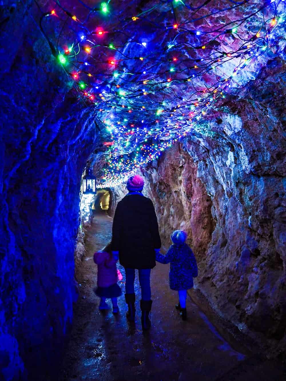 Illuminated caves at Wookey Hole Winter Wonderland this Christmas